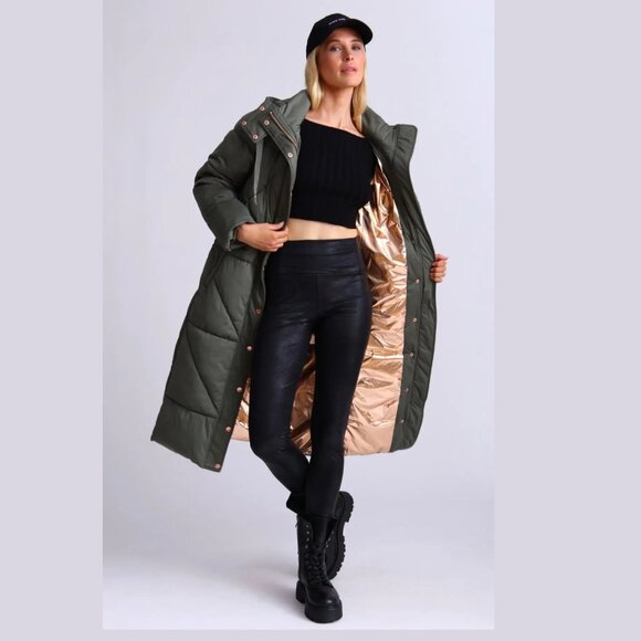 Avec Les Filles Hooded Thermalpuff Duvet Puffer Coat Longline - Picture 2 of 16